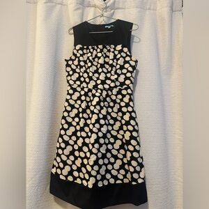 Anthropologie Sleeveless Black Dress with Cream Polka Dot Pattern